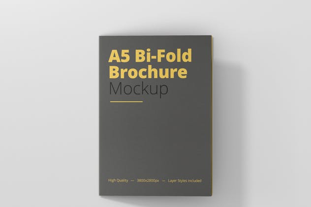 A5双折小册子传单样机模板 A5 Bi-Fold Brochure Mock-Up插图(5)