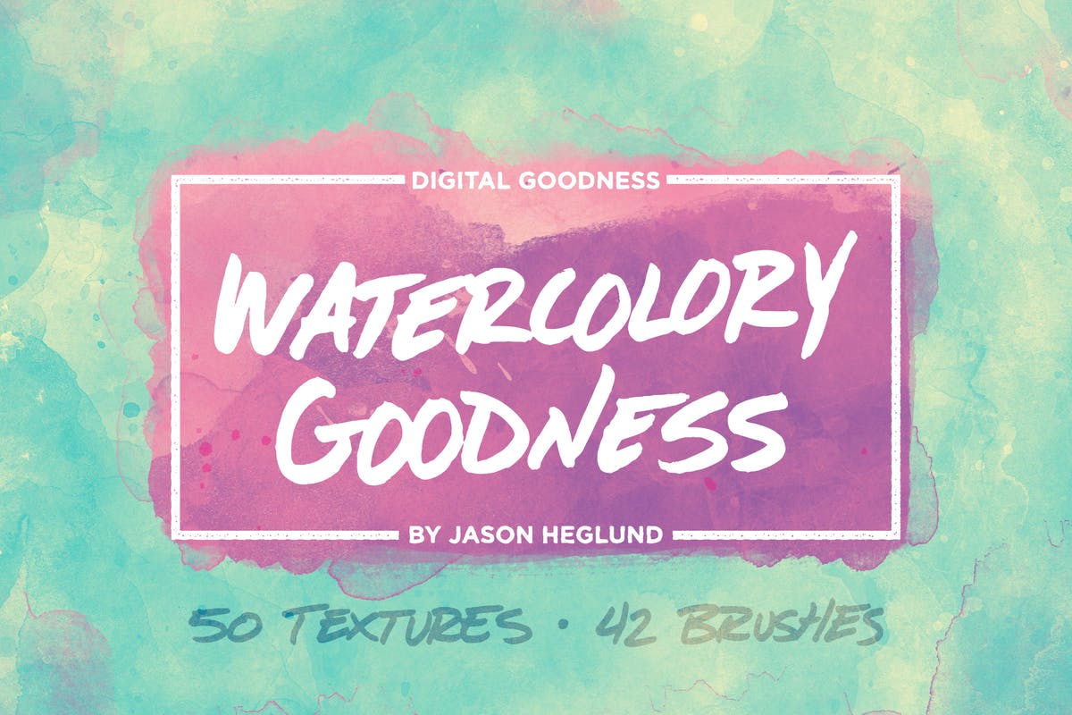 40+水彩图案印章纹理&PSD笔刷 The Watercolory Goodness Bundle插图