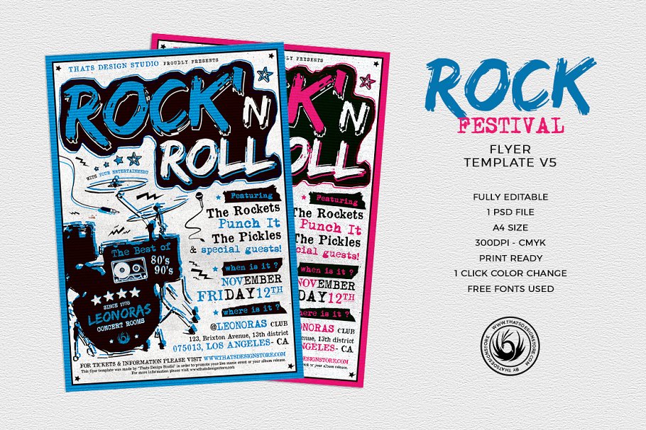 摇滚音乐节活动海报PSD模板v5 Rock Festival Flyer PSD V5插图