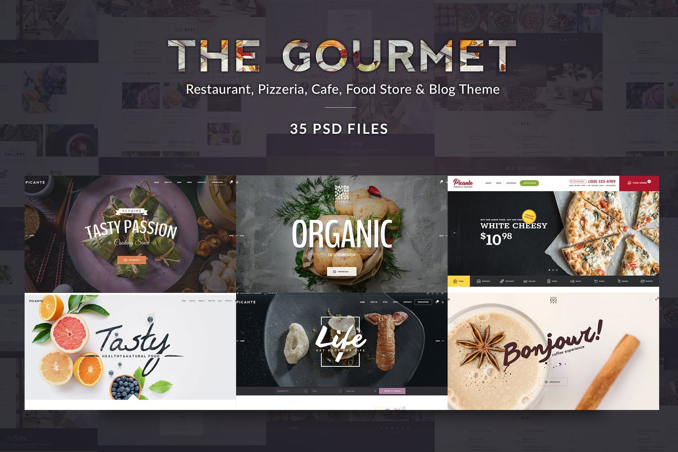 美食&餐厅网站设计PSD模板 Gourmet – Food & Restaurant PSD Template插图