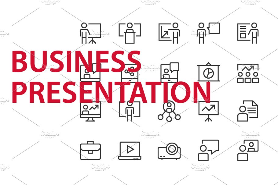 20个企业演示 UI 图标 20  Business Presentation UI icons插图