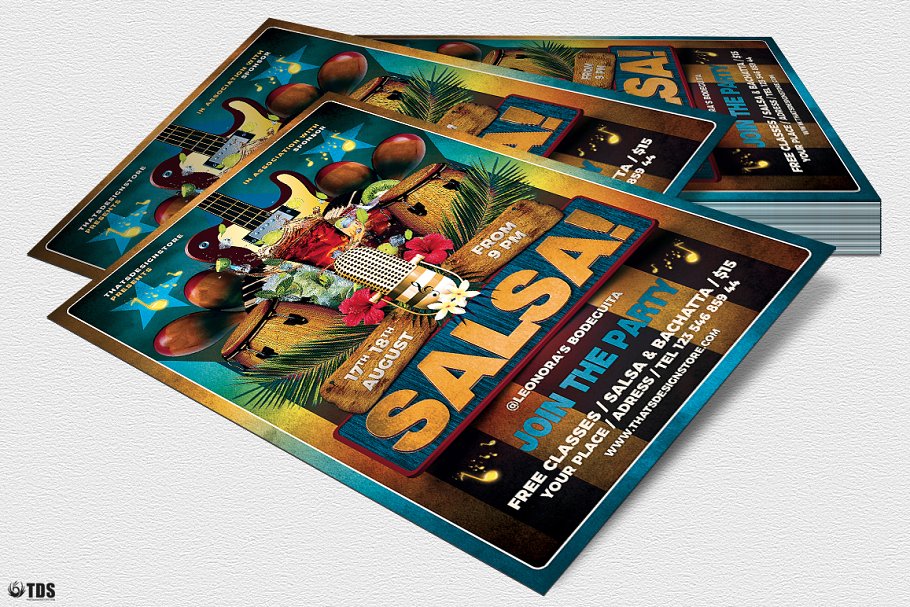 古巴萨尔萨舞曲现场海报设计PSD模板v1 Cuban Live Salsa Flyer PSD V1插图(3)