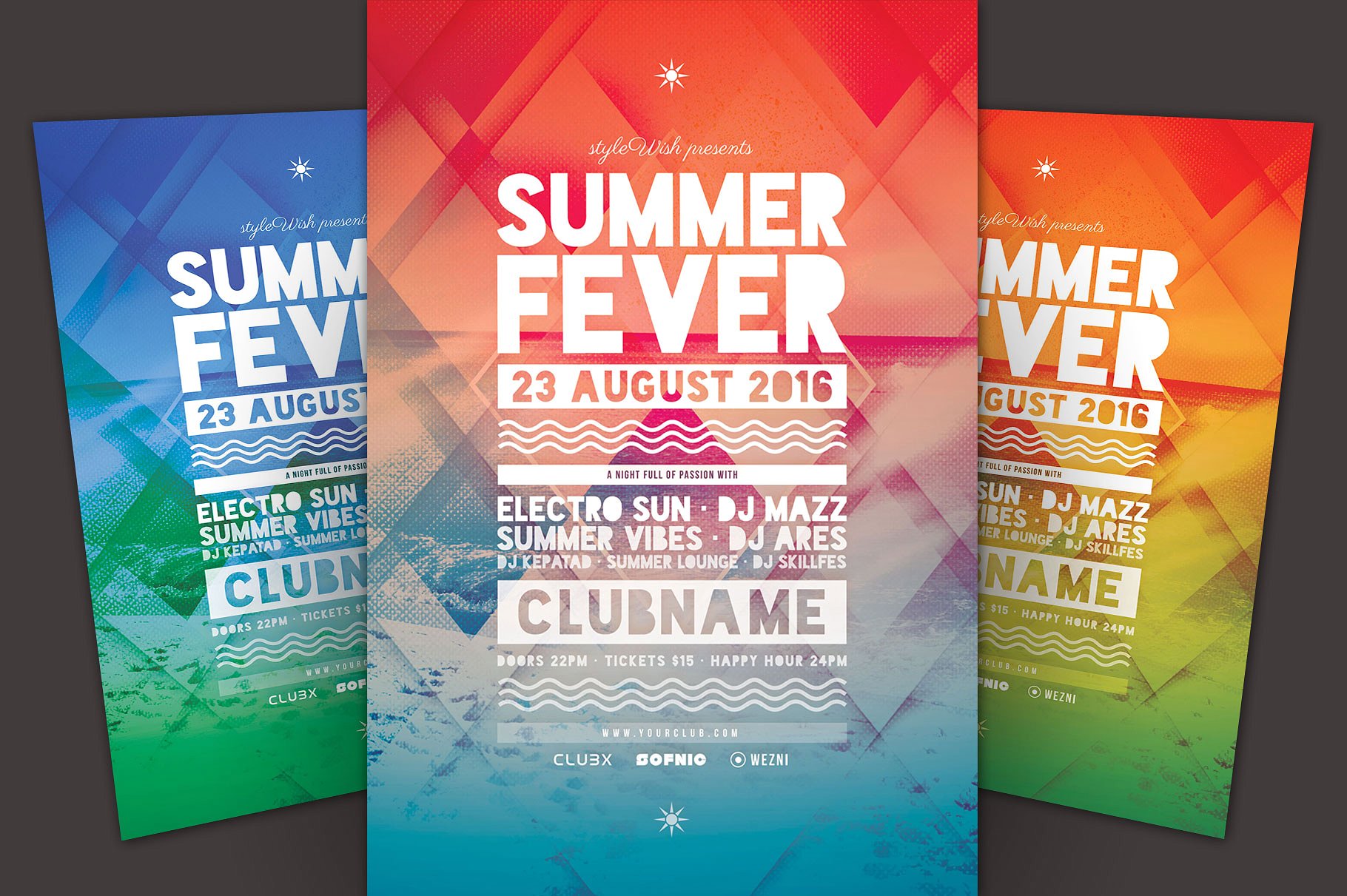 缤纷夏日海滩主题活动传单模板 Summer Fever Flyer Template插图
