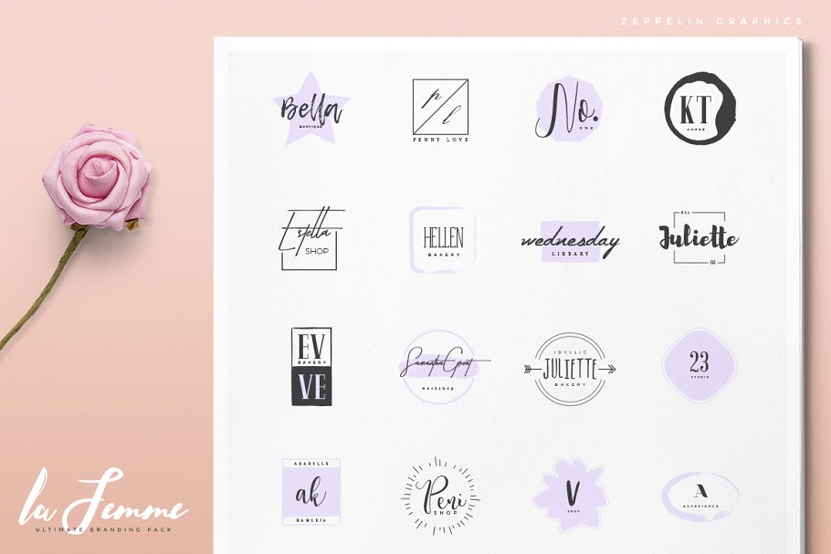 250个女性风格品牌Logo模板 250 Feminine Logos Pack插图(6)