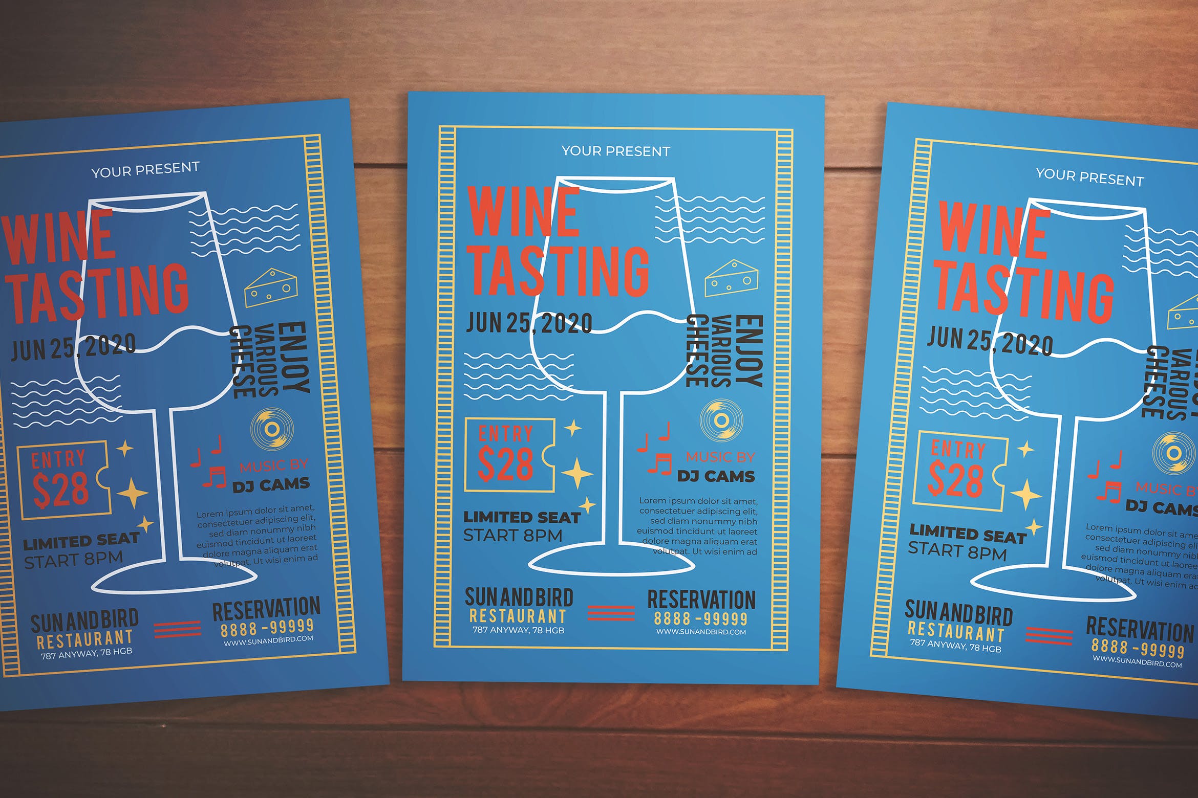 品酒会活动孟菲斯设计风格海报传单模板 Wine Tasting Flyer插图