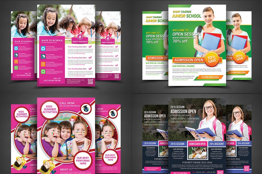 学校教育机构宣传传单模板 School Education Flyer Bundle插图(1)