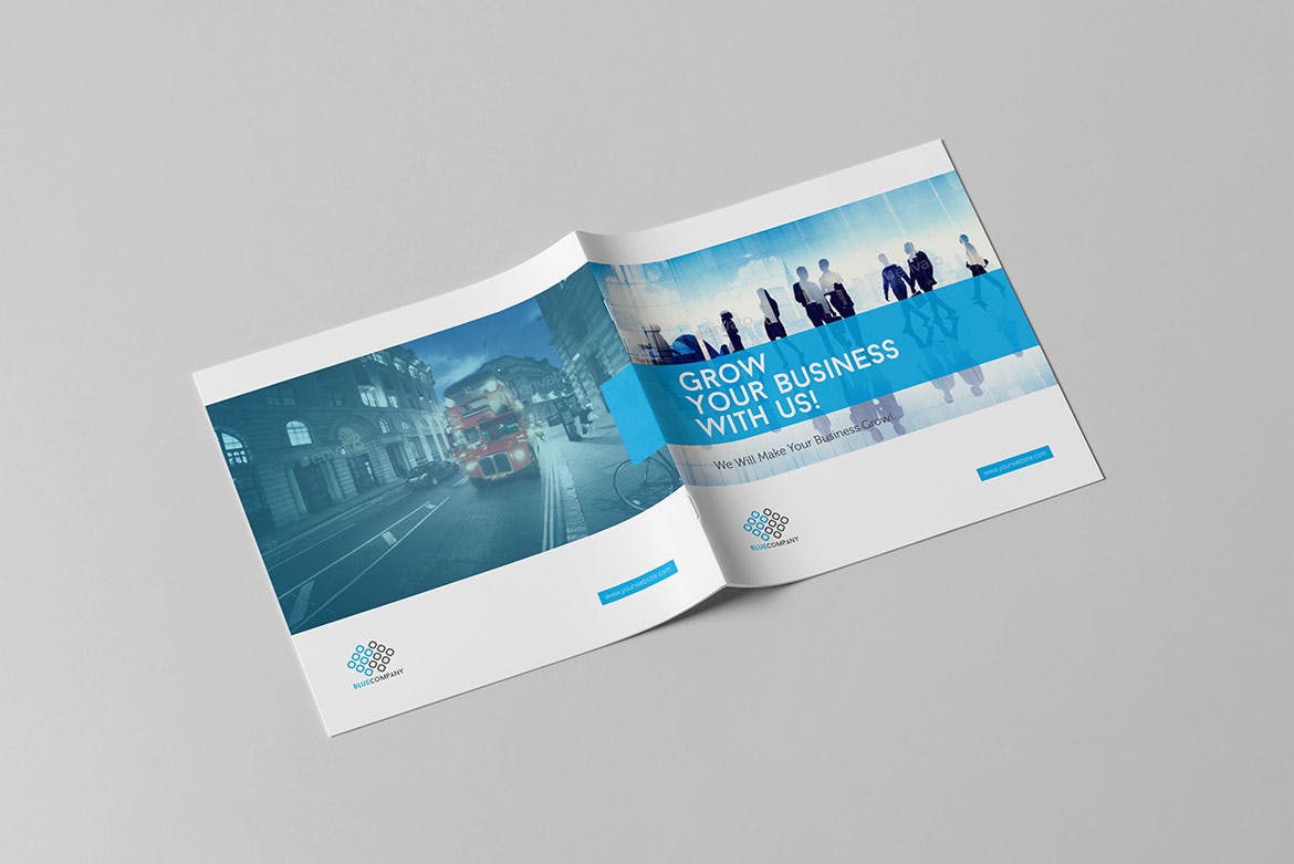信息科技企业公司画册设计模板素材 Blue Corporate Square Brochure插图(12)