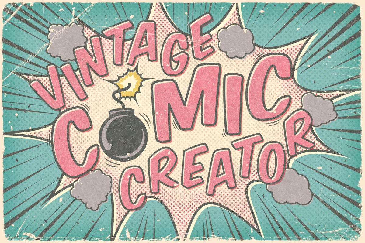 复古连环漫画印刷效果图层样式 Vintage Comic Creator插图