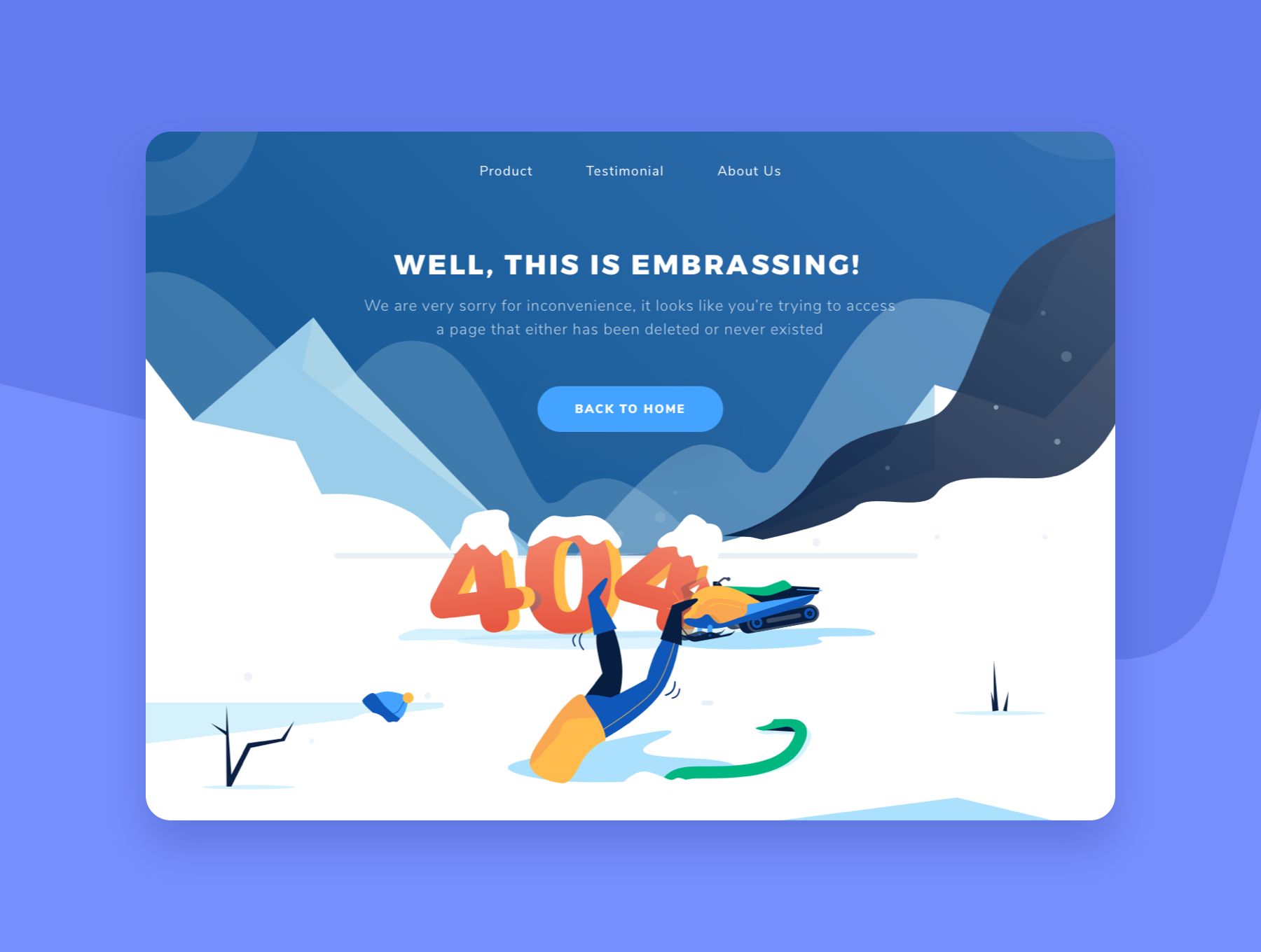 16图库下午茶：冬季雪地主题网站404错误页面矢量插画素材插图(5)