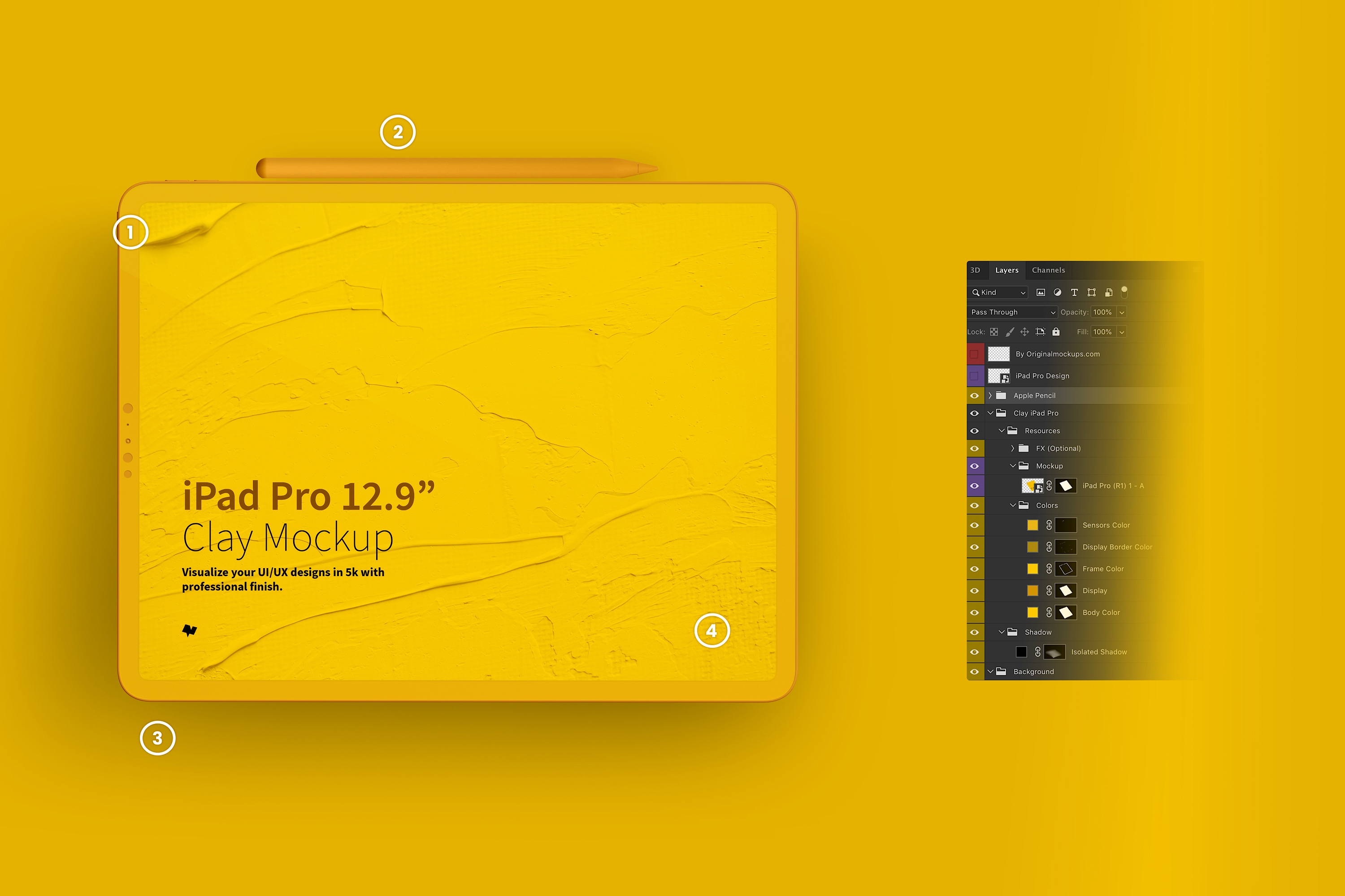 iPad Pro平板电脑界面设计预览前视图黏土样机 Clay iPad Pro 12.9” Mockup, Landscape Front View插图(5)