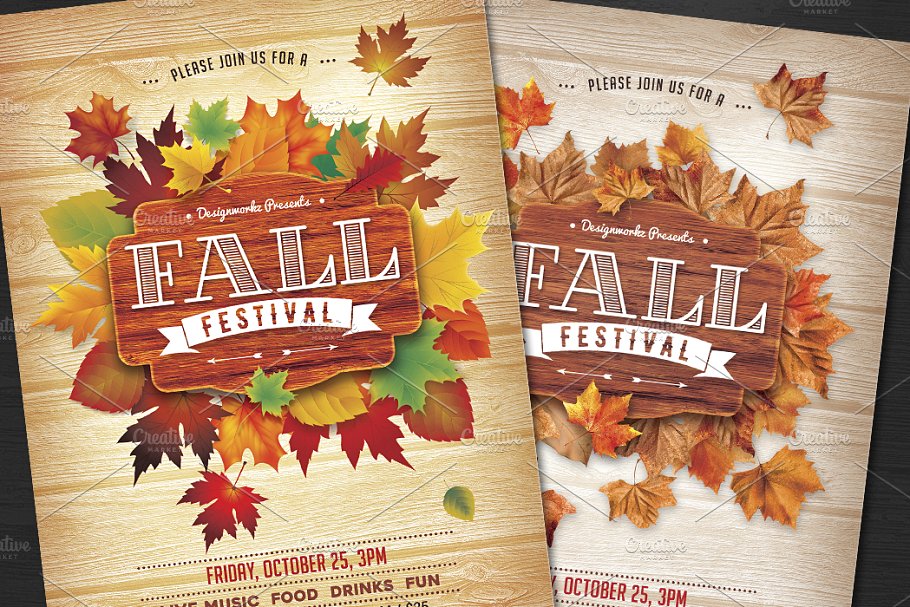 秋天丰收季节活动传单模板 Fall Autumn Festival Flyer插图(1)