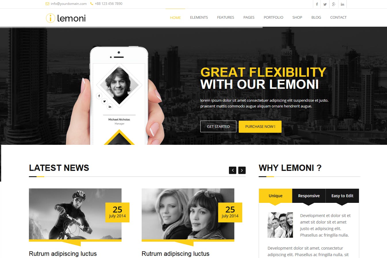多用途企业网站设计PSD模板[28个页面] Lemoni – Pixel Perfect & Multipurpose PSD Template插图