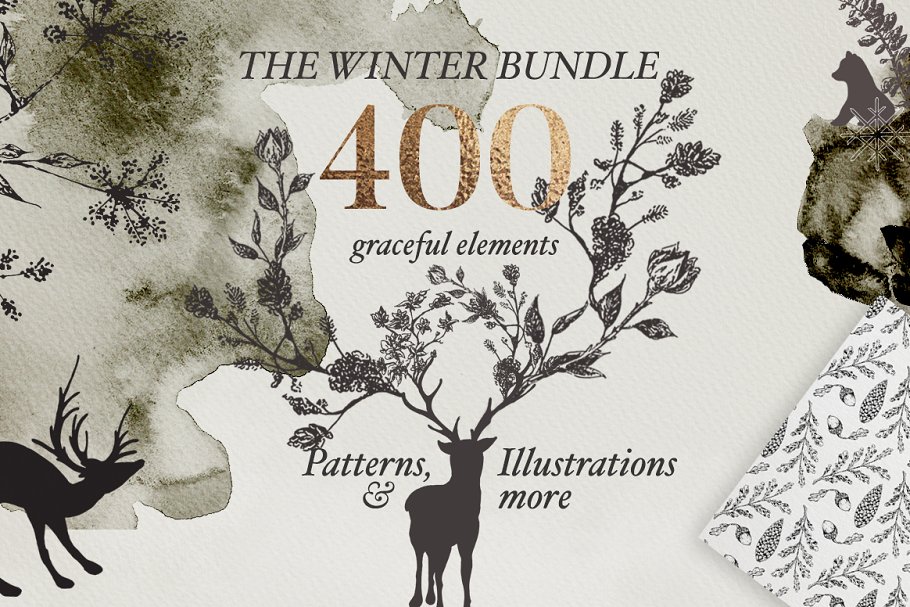 圣诞&冬天主题设计素材合集[2.34GB] Christmas & Winter Graphics Bundle插图