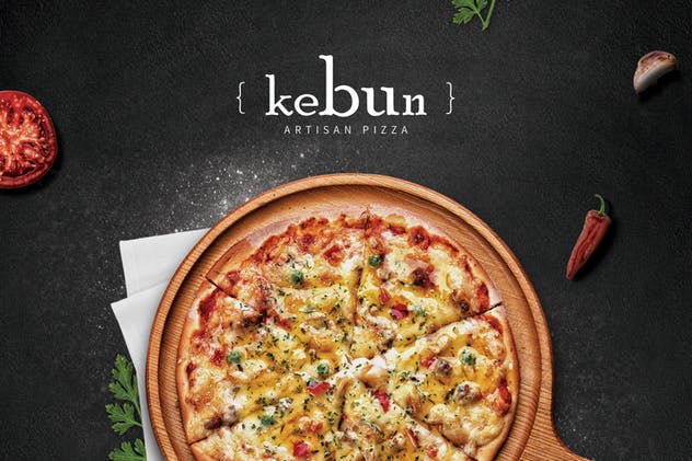 披萨店食品黑色排版菜单设计模板 Rustic Pizza Menu – Flyer插图(1)