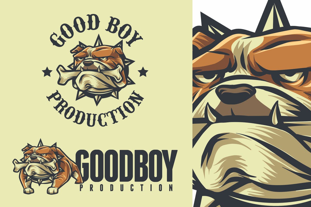 斗牛犬吉祥物Logo模板素材 Bulldog Mascot Logo插图