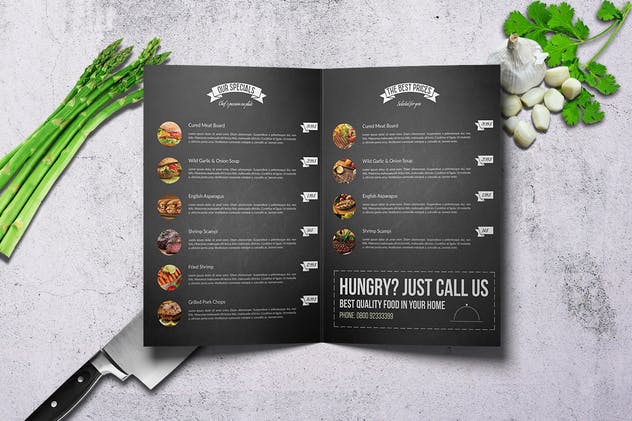 对折页高级餐厅菜单模板设计 Chef’s Bifold Restaurant Menu – A4 &US Letter 12p插图(5)