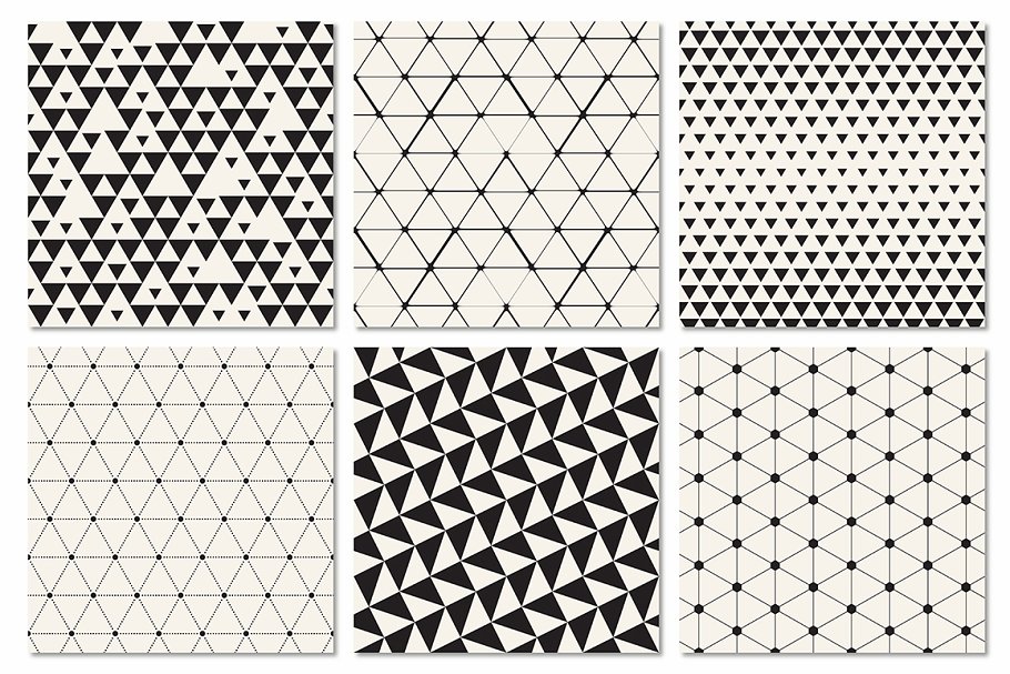 不规则多种形状三角形无缝图案纹理 Triangles Seamless Patterns Bundle插图(3)