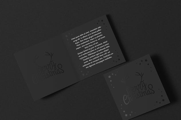 正方形铝箔冲压贺卡样机 Square Greeting Card Mock-Up with Foil Stamping插图(8)