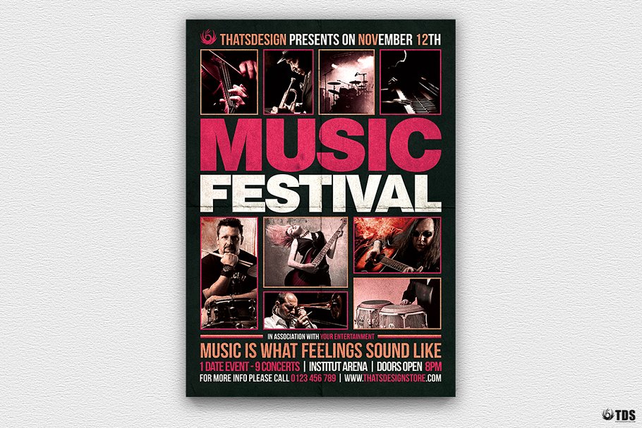 音乐节活动宣传海报设计PSD模板v18 Music Festival Flyer PSD V18插图(1)