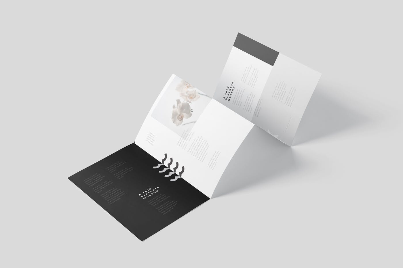 多尺寸四折页宣传册印刷效果图样机模板 4-Fold Brochure Mockup Set – Din A4 A5 A6插图(2)