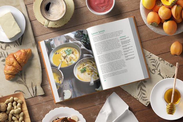 西式食谱厨房场景样机模板 Cook Book Mockup – Kitchen Set插图(8)