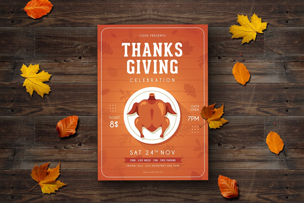 感恩节美食节海报传单模板 Thanksgiving Flyer插图(3)