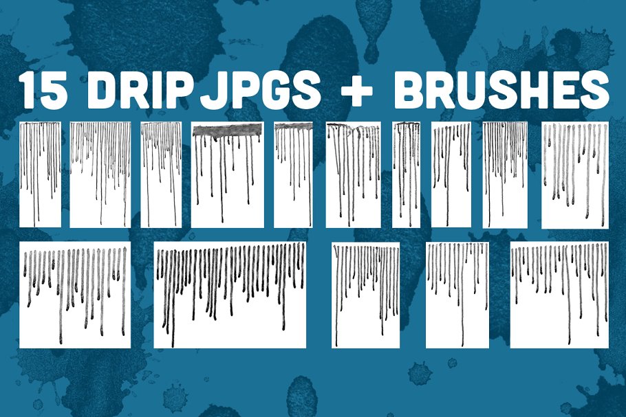 滴水液体飞溅PS笔刷 Drips & Splatters Brush Pack插图(2)