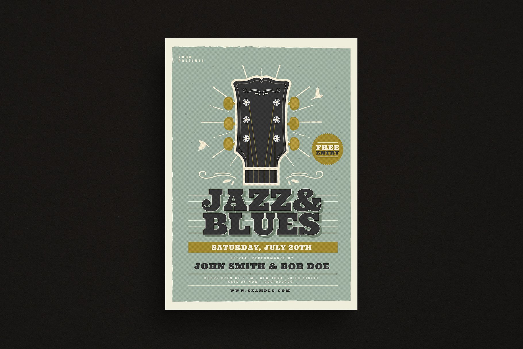 爵士蓝调音乐活动宣传单设计模板 Jazz & Blues Music Flyer插图(1)
