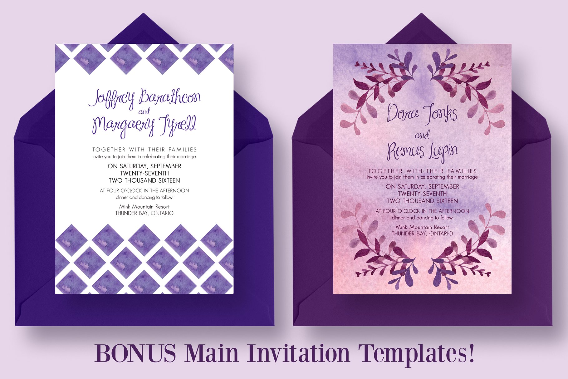 紫色婚礼邀请函设计套件 The Purple Wedding Invitation Suite插图(3)