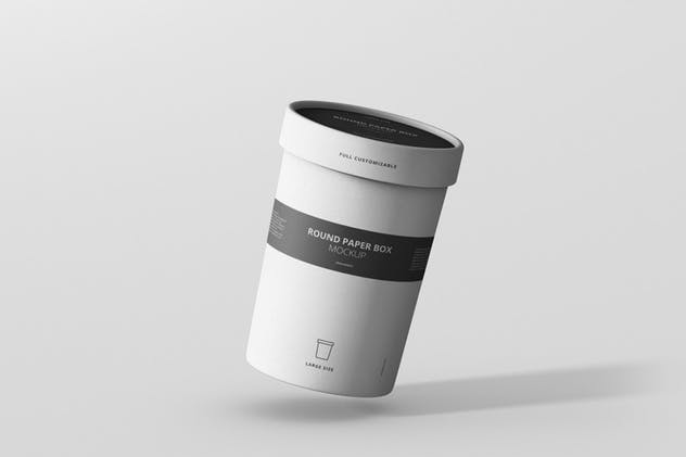 茶叶/咖啡大纸筒包装样机模板 Paper Box Mockup Round – Large Size插图(3)