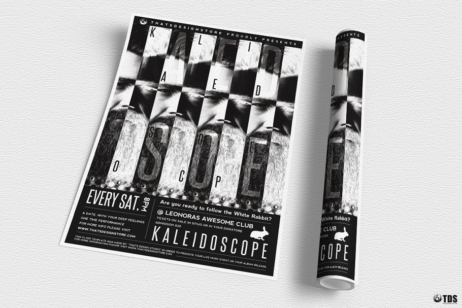 酷炫俱乐部海报宣传传单PSD模板 Kaleidoscope Flyer PSD插图(2)