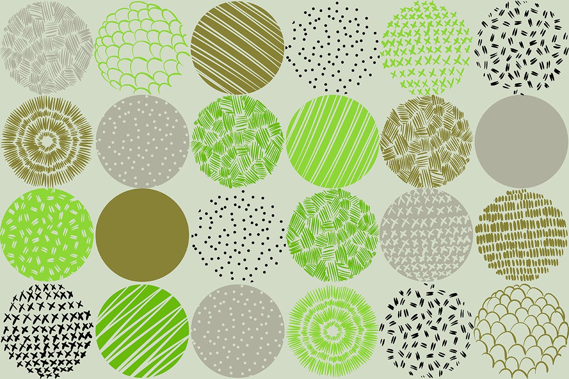 孟菲斯风格圆形装饰元素无缝图案纹理素材 Round Decor Memphis Elements Seamless Patterns插图(5)