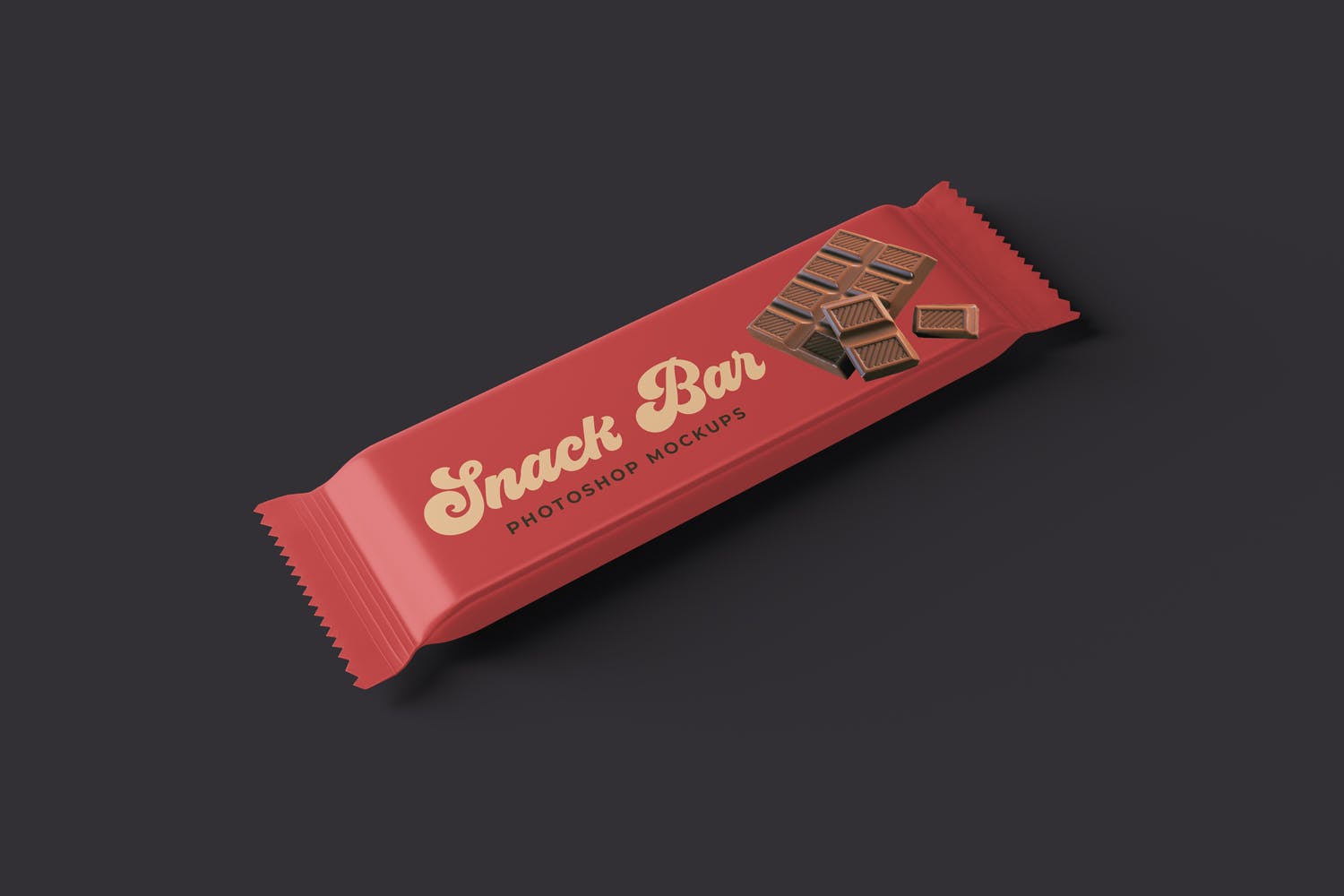 巧克力条包装袋设计图样机模板 Snack Bar Packaging Mockups插图(2)