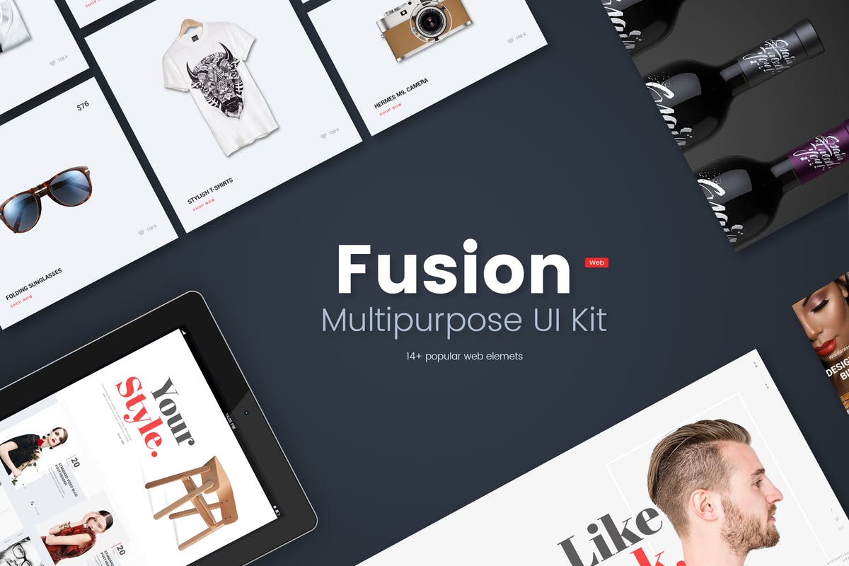 多用途网站项目UI设计模板 Fusion Multipurpose UI Kit插图