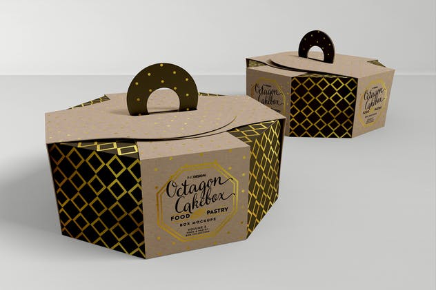 生日蛋糕八角形包装盒样机Vol.3 Food Pastry Boxes Vol.3: Packaging Mockups插图(5)