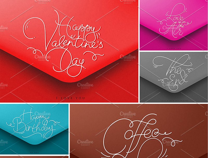 情人节信封模板 Greeting Valentines Envelopes插图