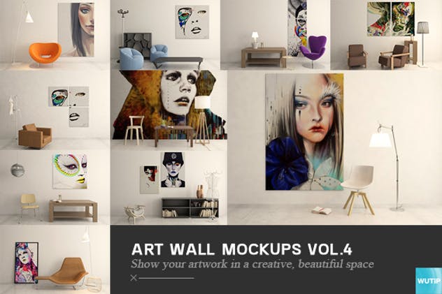 室内橱窗艺术画展样机模板Vol.4 Art Wall Mockups Vol.4插图(1)