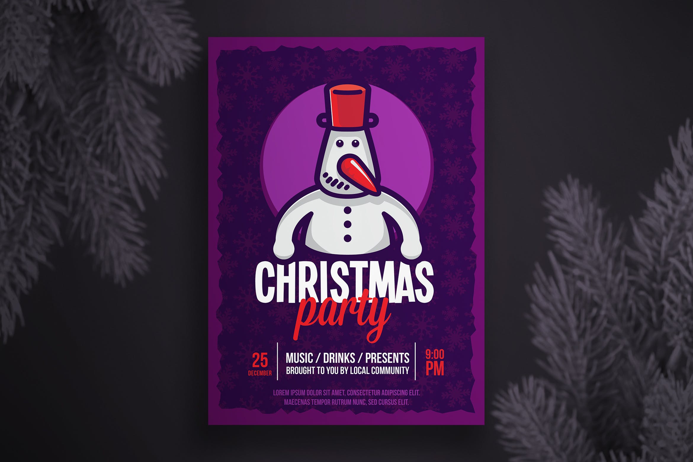 圣诞节卡通雪人形象海报传单设计模板 Christmas flyer template插图