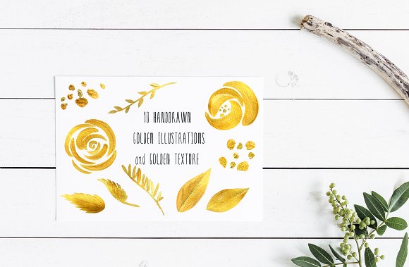 SERENA gold. Font & golden flowers.