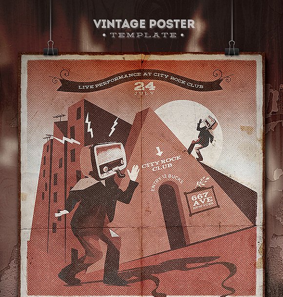 复古复刻版画样式海报模板 Vintage Poster V插图(1)