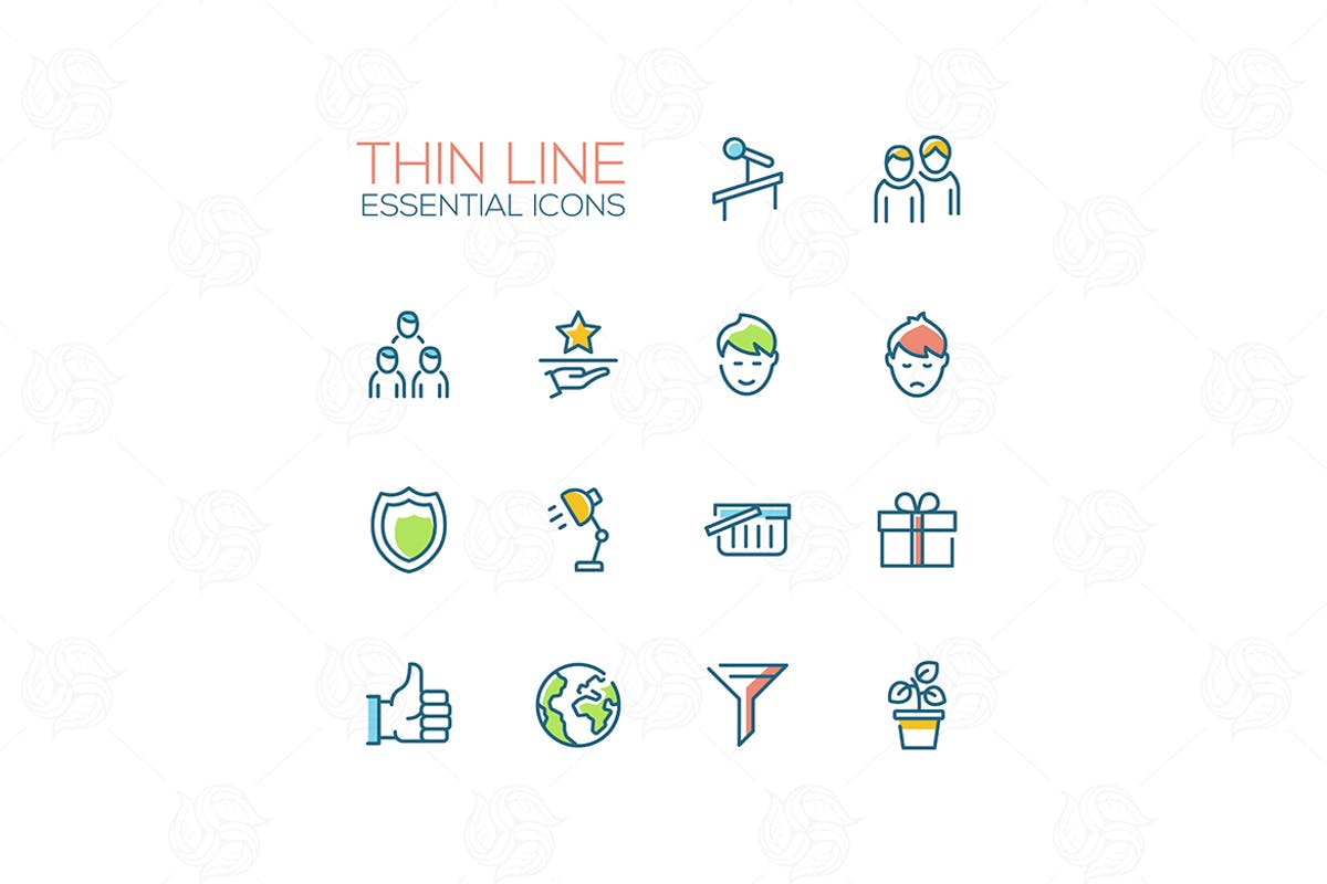 商业主题线条图标设计素材包 Business – Thin Single Line Icons Set插图