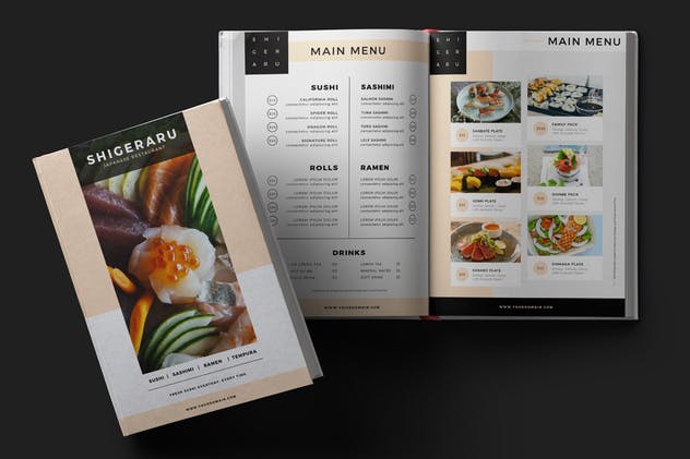 高档日本寿司刺身餐厅菜单设计PSD模板 Restaurant Menu插图(2)