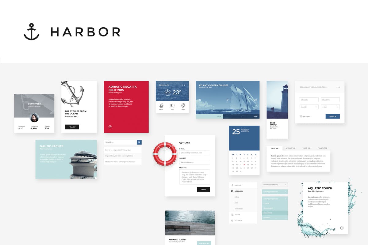 现代简约风卡片式网站UI设计模板 Harbor UI Kit插图