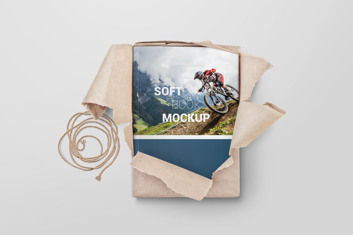 软封面图书包装拆封样机模板 Softcover Book Mockups插图