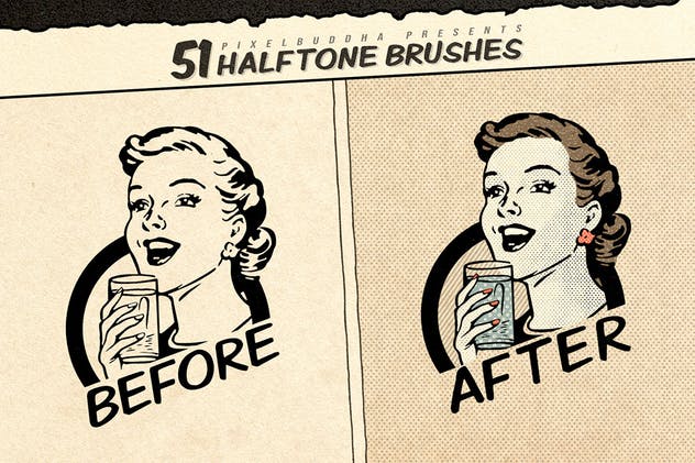 复古美式漫画效果生成Procreate笔刷 Vintage Comic Procreate Brushes插图(2)