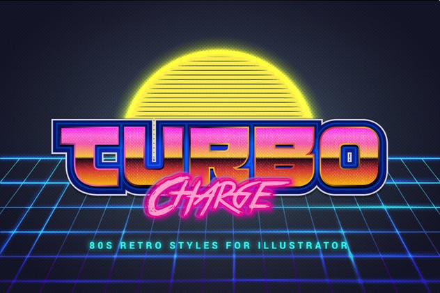 80年代复古插画风格PS字体样式 for AI 80s Retro Illustrator Styles插图(2)