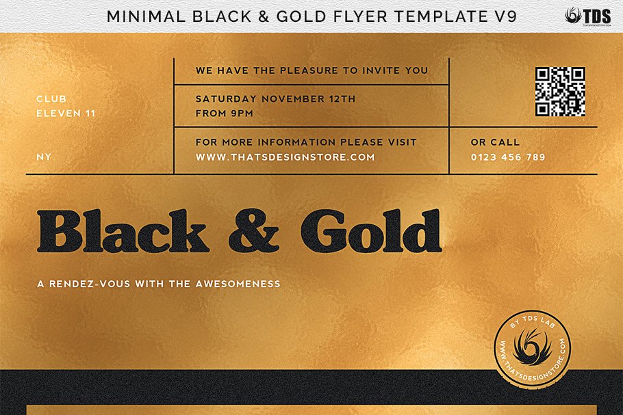 极简主义黑金配色传单PSD模板v9 Minimal Black Gold Flyer PSD V9插图(8)