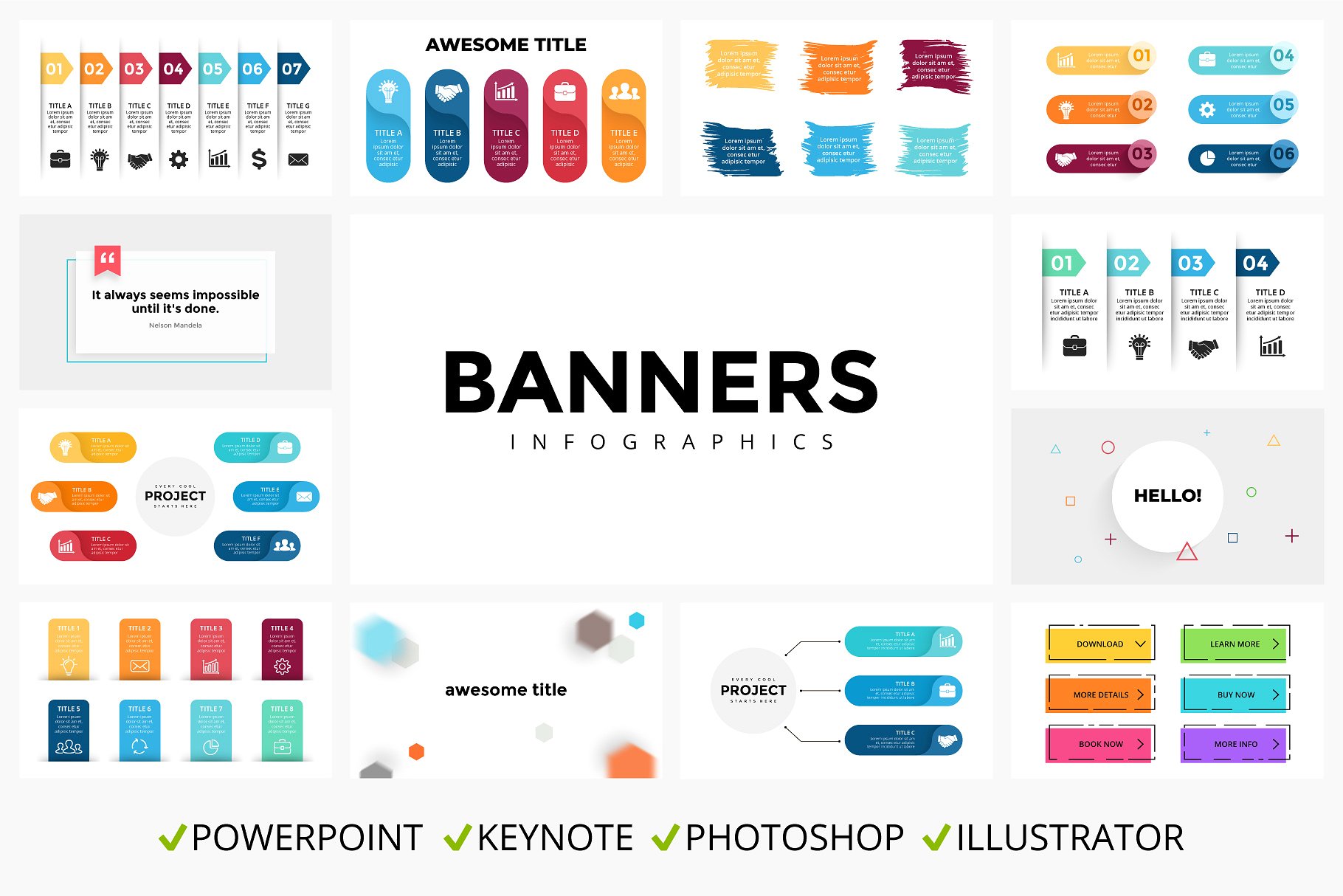 Banner图形信息图表幻灯片设计模板素材 Banners. Infographic templates.插图