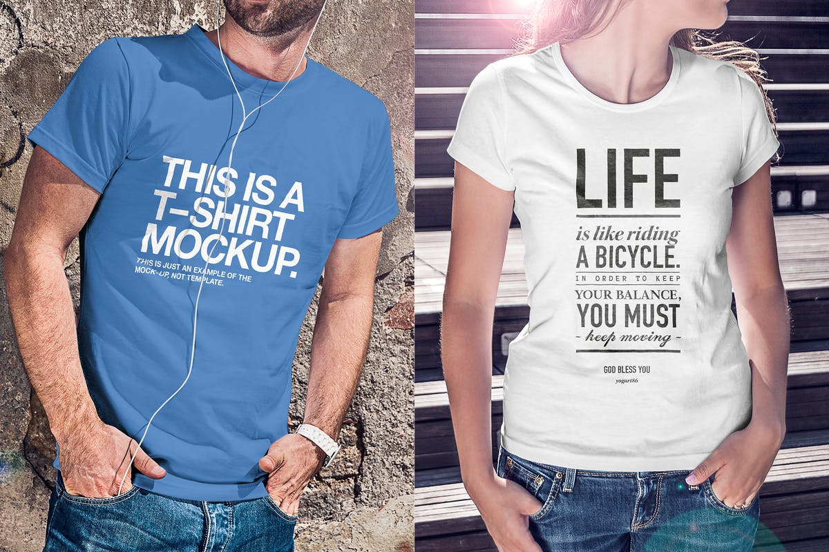 时尚模特T恤上身效果样机模板 T-Shirt Mock-up插图