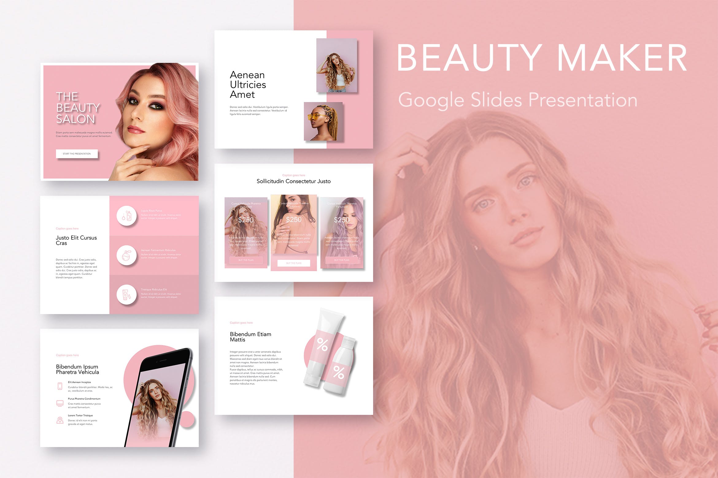 美妆行业主题谷歌幻灯片模板下载 Beauty Maker Google Slides Template插图
